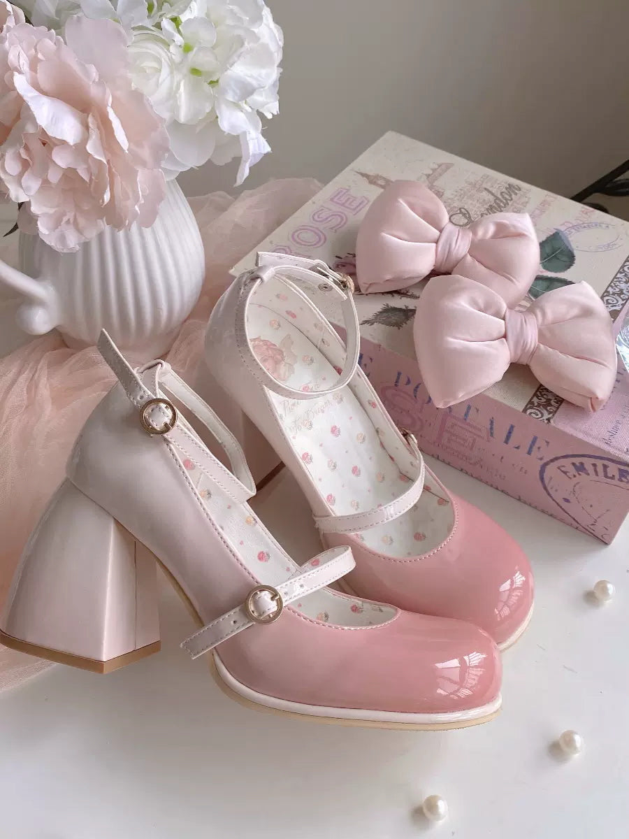 Gradient Blush Bow Girly High Heels Low Heels Shoes