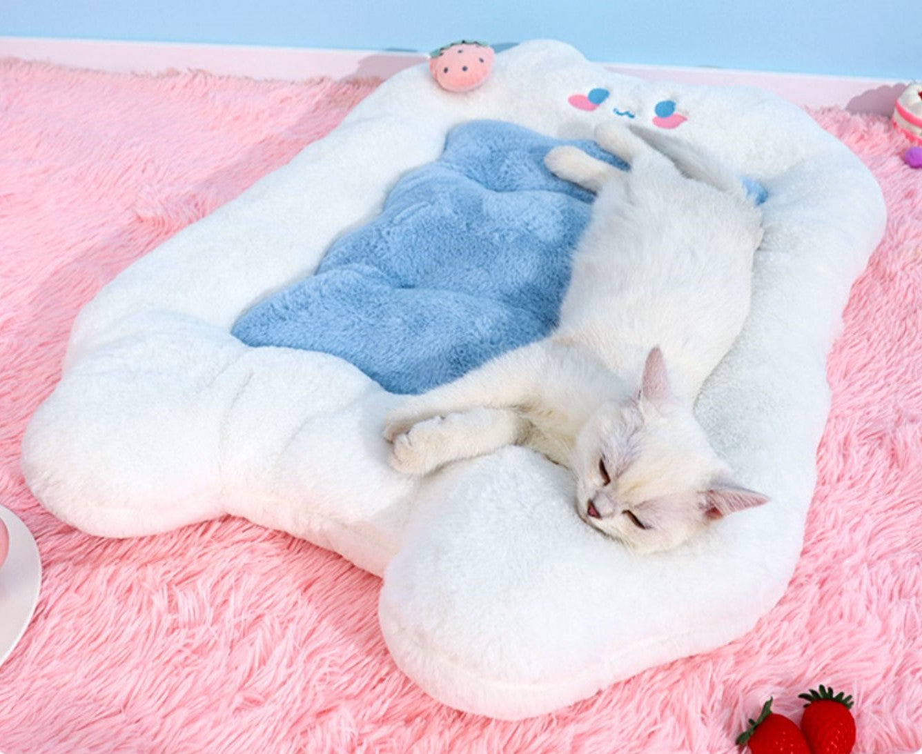 Strawberry Fluffy Soft Pet Cats Dogs Beds Mat House