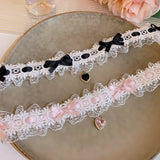 Pink Black Lace Bow Chokers Neckband Necklace