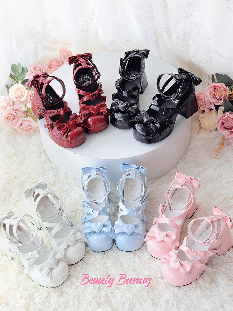 Heart Knot Lolita High Heels Shoes