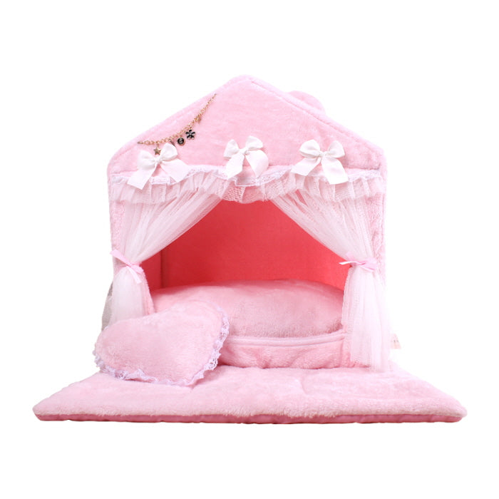 Cute Princess White Pink Gray Pet Bed