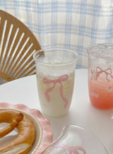 Pink Bow Water Juice Glass Cup