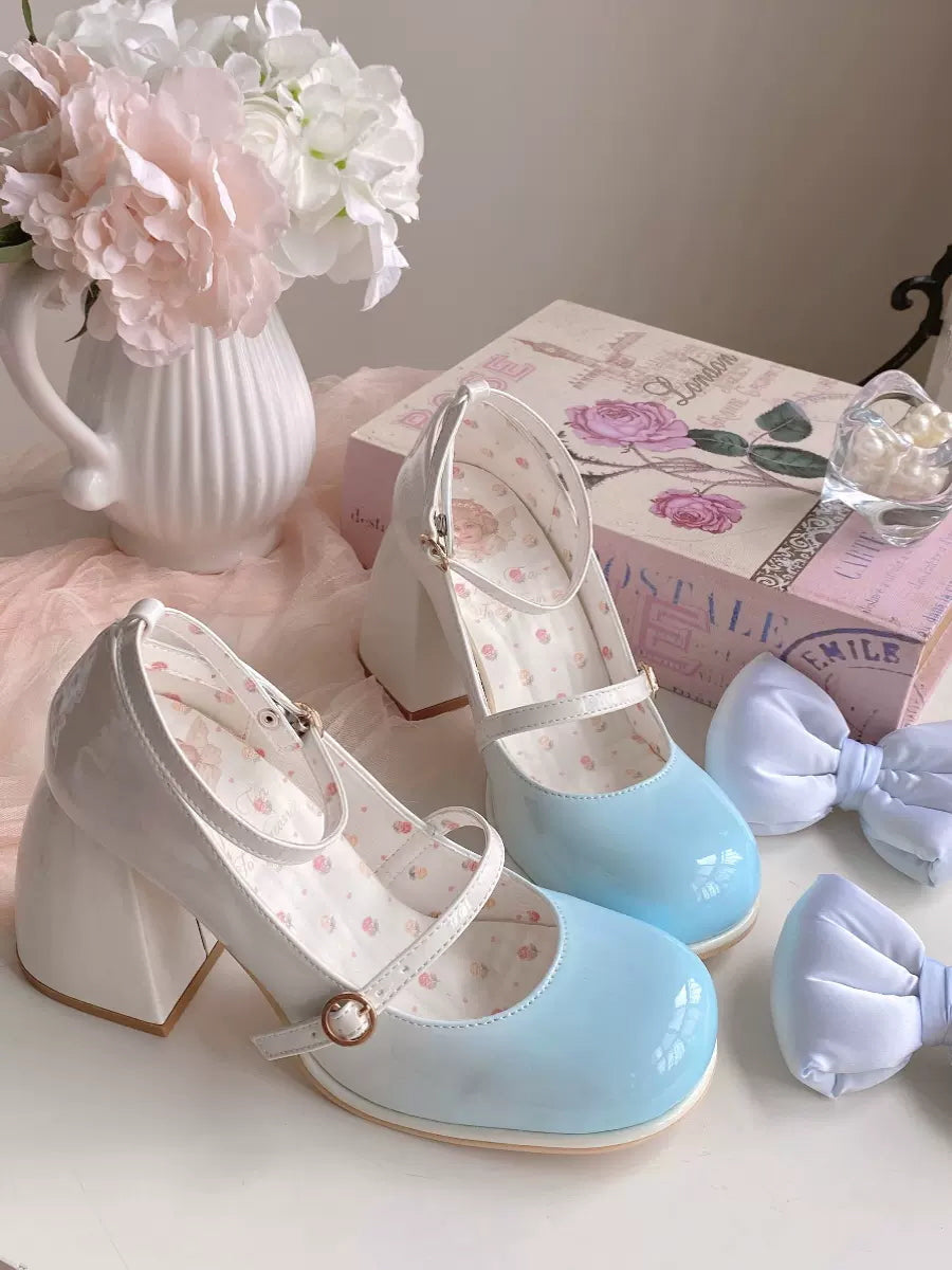 Gradient Blush Bow Girly High Heels Low Heels Shoes