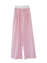 Cute Crop Top  Pink Plaid Pants Set