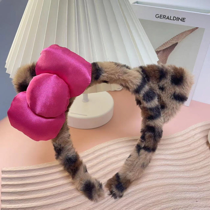 Leopard-Pink Kitty Plush Headband