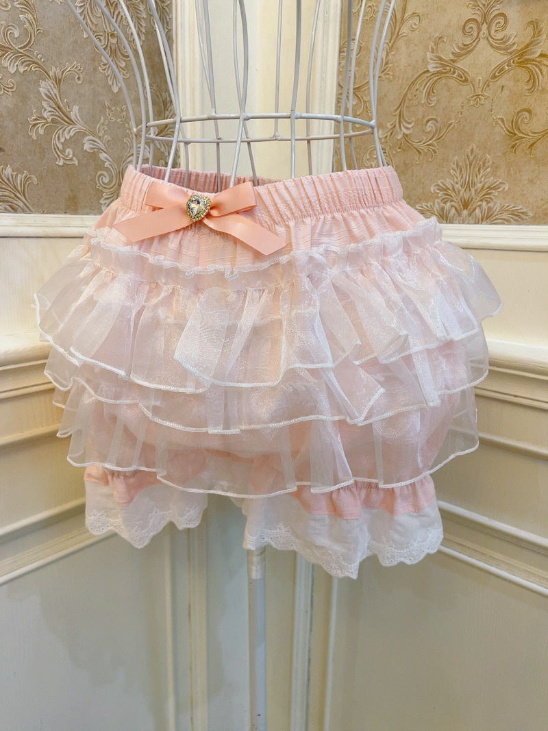 Milk Sweet Princess Bowknot Fluffy Cake Skirt Pants