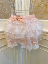 Milk Sweet Princess Bowknot Fluffy Cake Skirt Pants