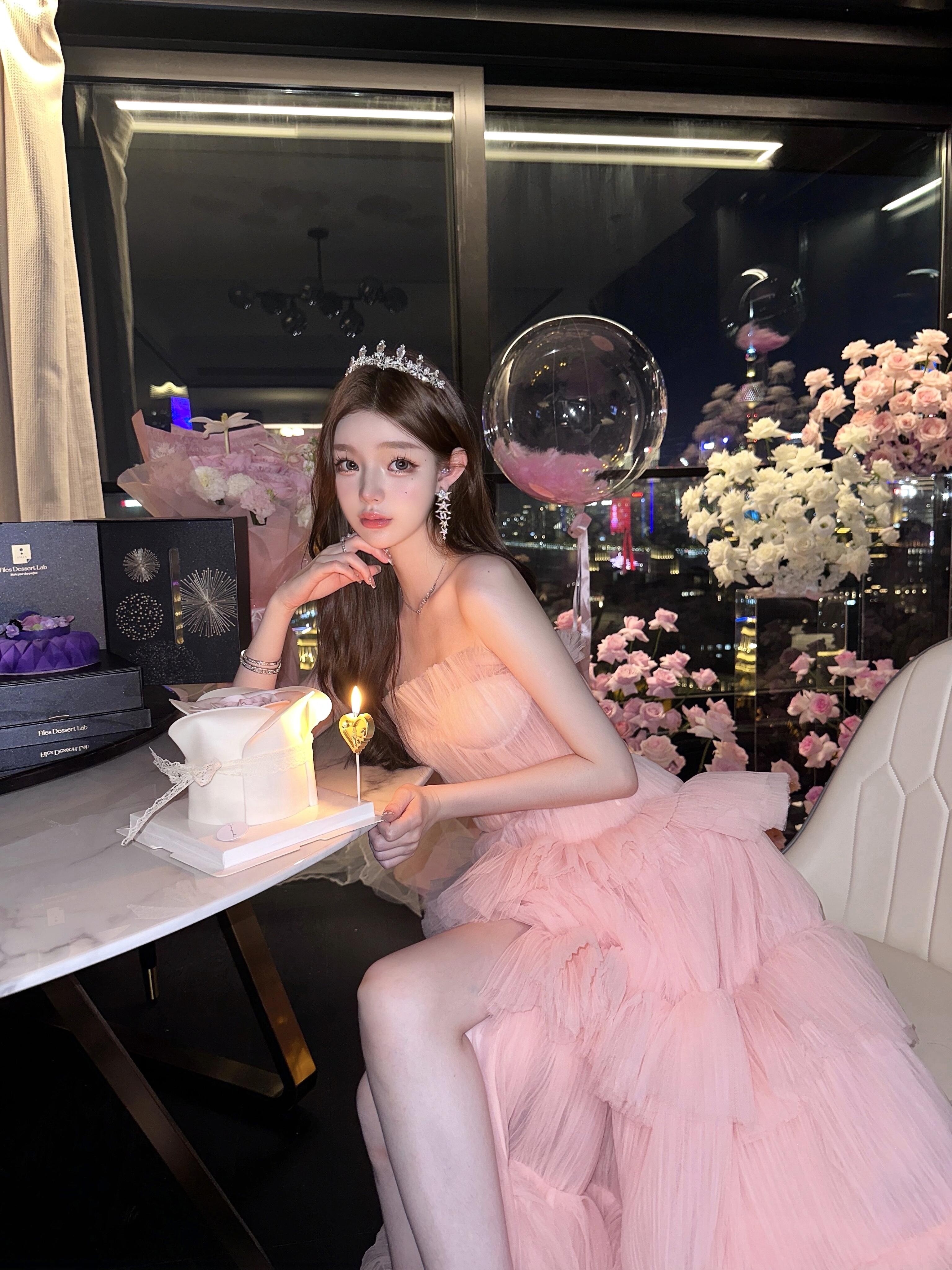 Ethereal Blush Princess Tulle Dress