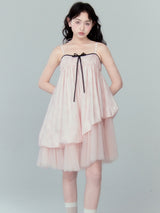 Black Ribbon Bowknot Pink Dress