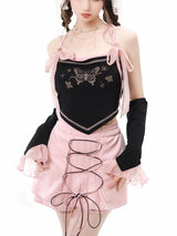 Butterfly Pink Black Camisole Skirt