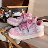 White Pink Star Sports Casual Board Sneakers Shoes