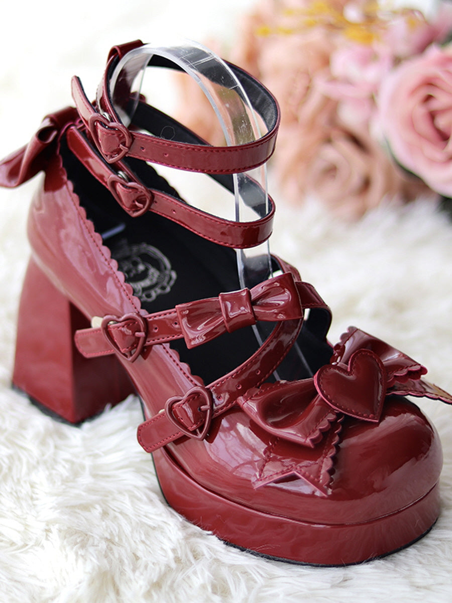 Heart Knot Lolita High Heels Shoes