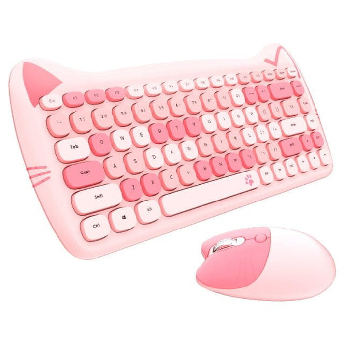 Cute Meow Wireless Keyboard Mouse Set