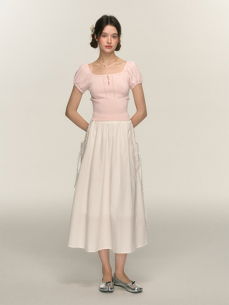 Balletcore Puff Sleeve Knit Top
