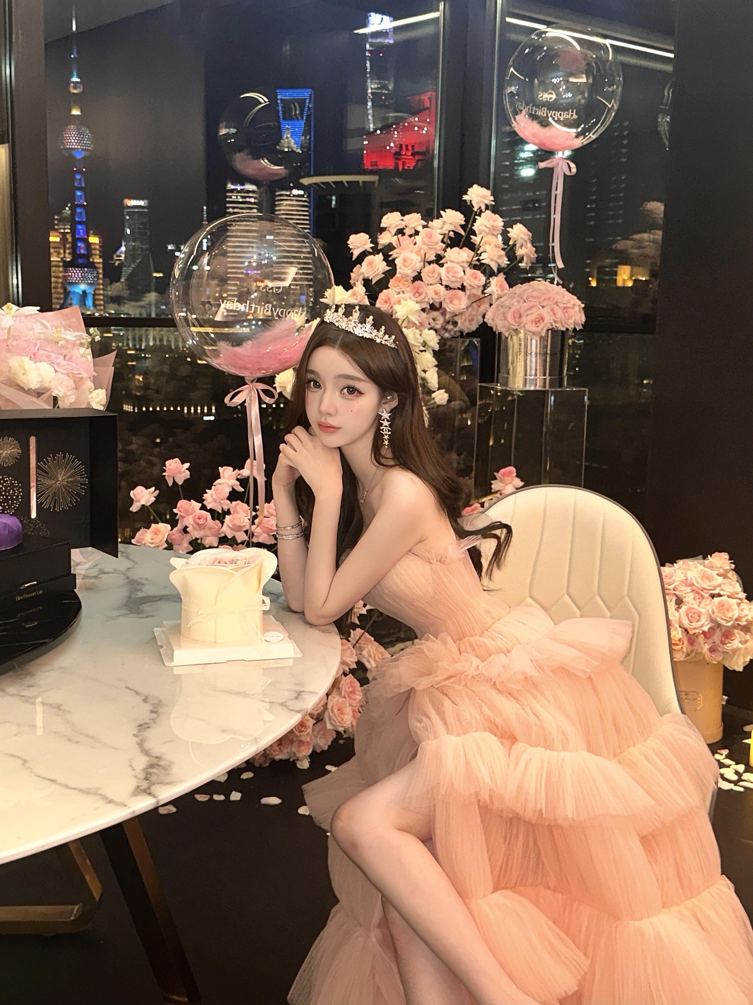 Ethereal Blush Princess Tulle Dress