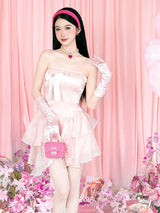 Sugar Blush Ribbon Dress + Pink Gloves Set