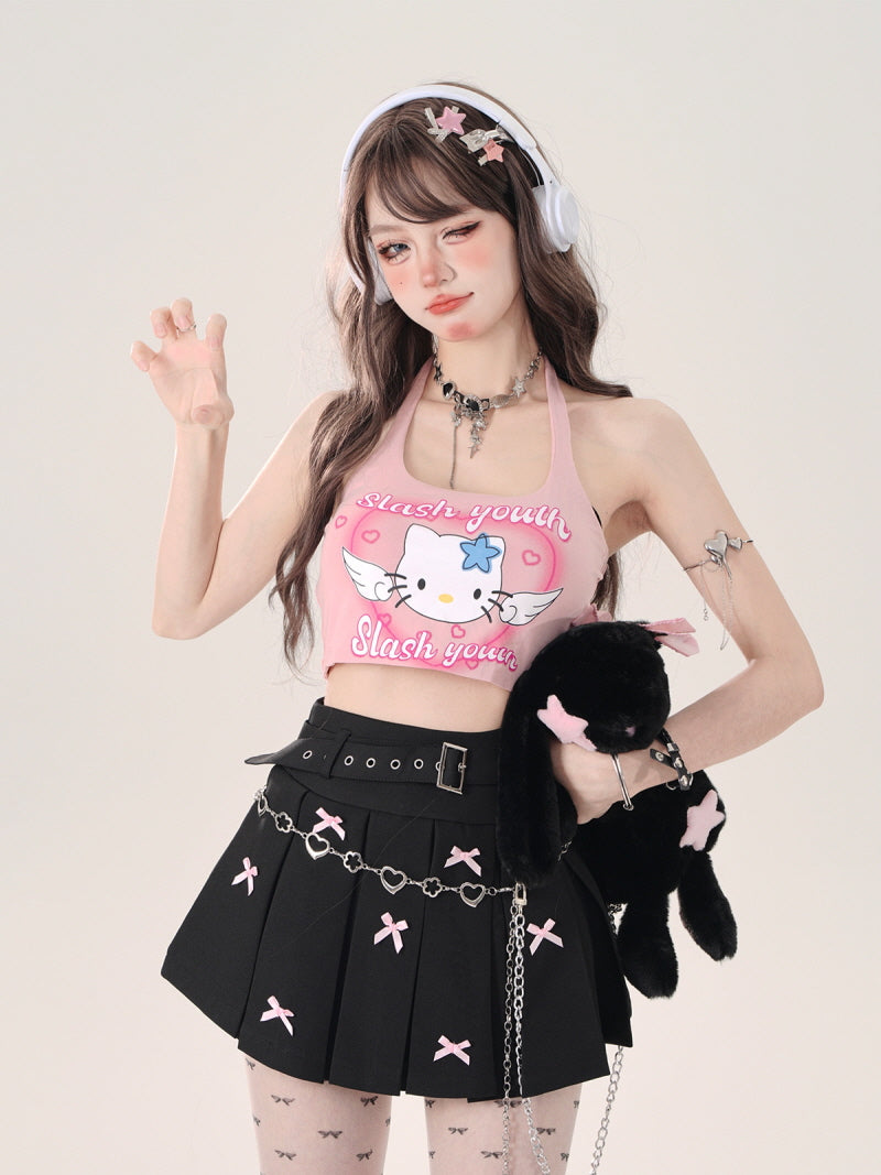 Angel Kitten Pink Black Camisole