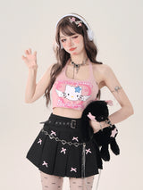 Angel Kitten Pink Black Camisole