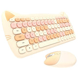 Cute Meow Wireless Keyboard Mouse Set