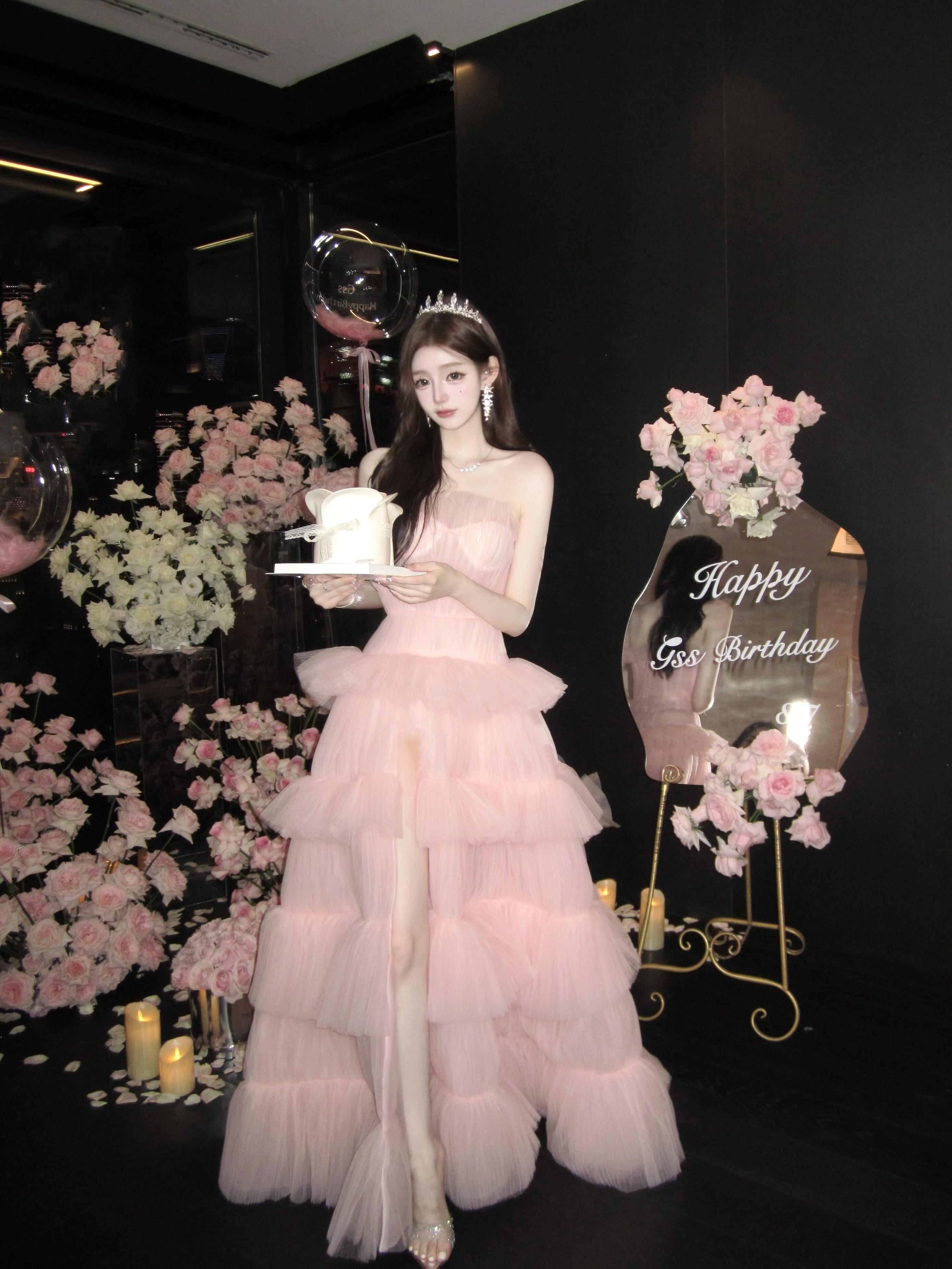 Ethereal Blush Princess Tulle Dress