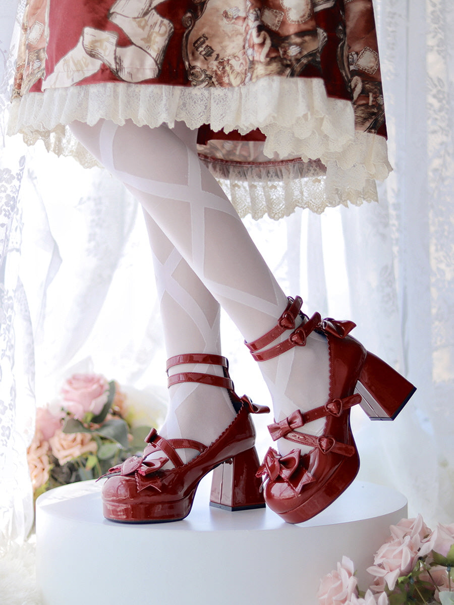 Heart Knot Lolita High Heels Shoes