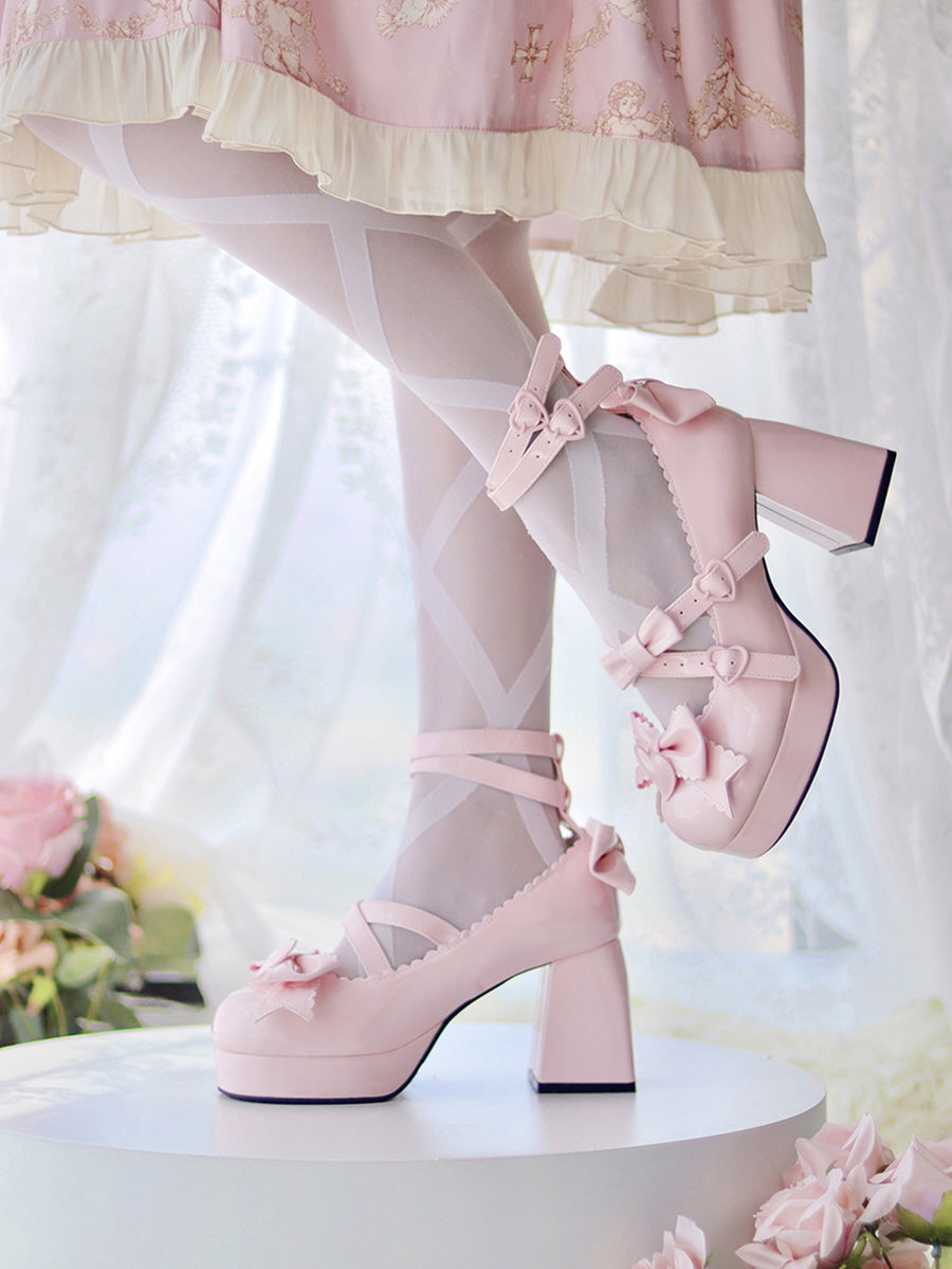 Heart Knot Lolita High Heels Shoes