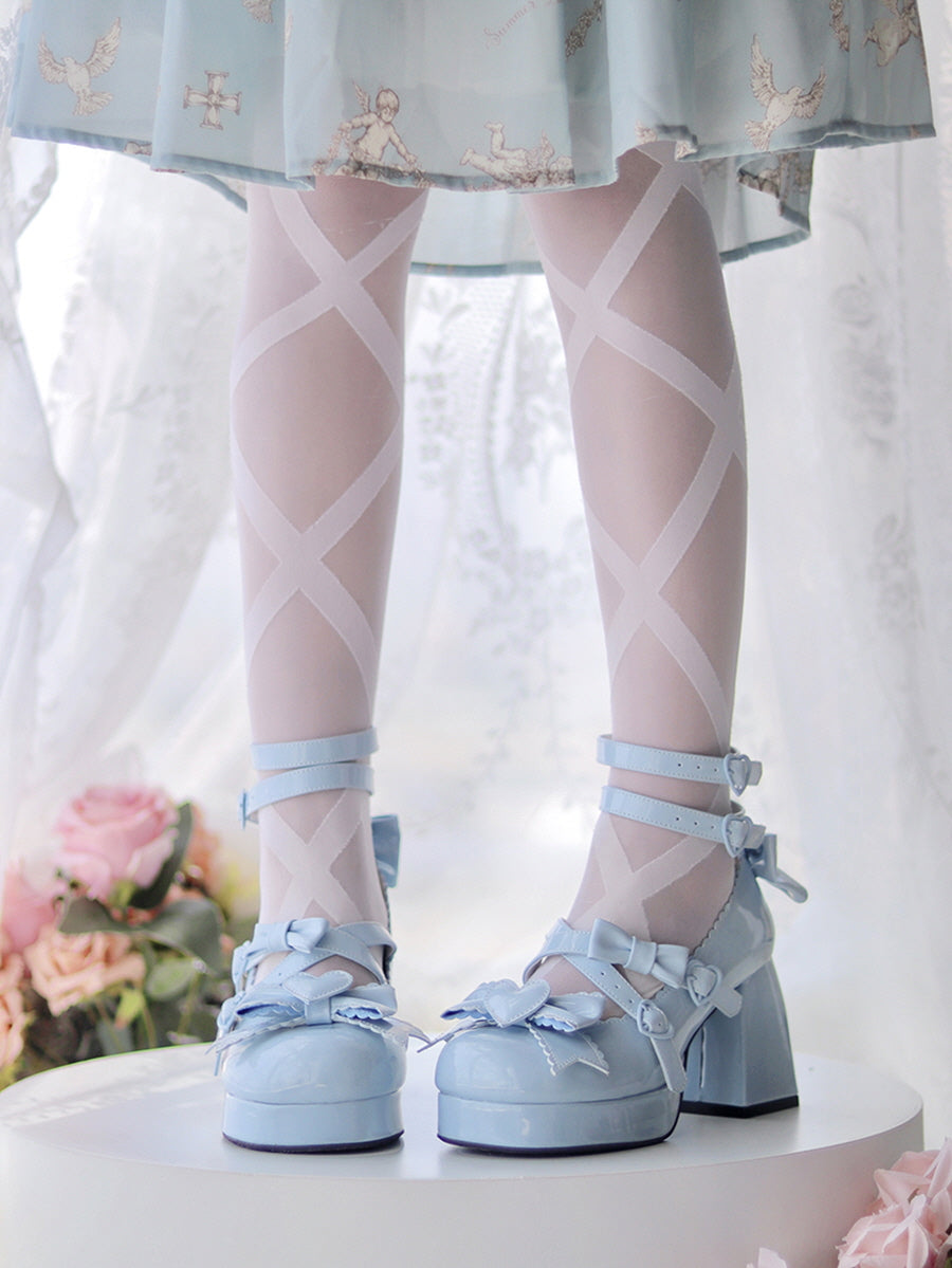 Heart Knot Lolita High Heels Shoes