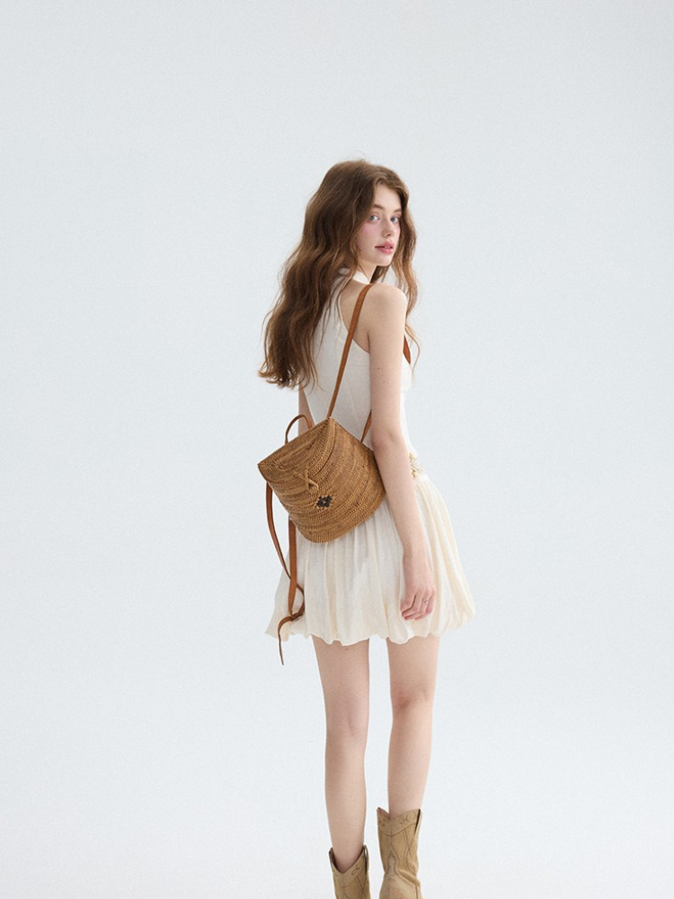 Peach Breeze Flare Mini Dress