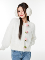 Blossom Rose Button Knit Cardigan