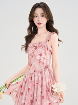 Rose Blossom Floral Tiered Dress