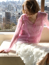 Bubblegum Whisper Sheer Silk Blouse