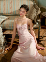 Rosé Satin Lattice Dress