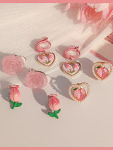 Love Rose Tulip Flower Peach Ear Clips