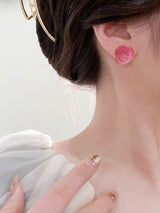 Love Rose Tulip Flower Peach Ear Clips