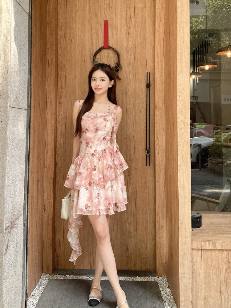 Romantic Rose Blossom Layered Dress