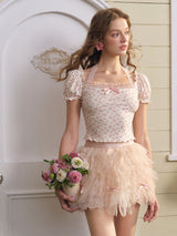 Petite Rose Ruffle Shorts Skirt