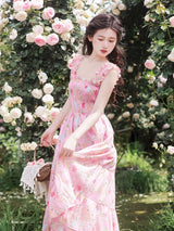 Sweet Rose Garden Tiered Midi Dress