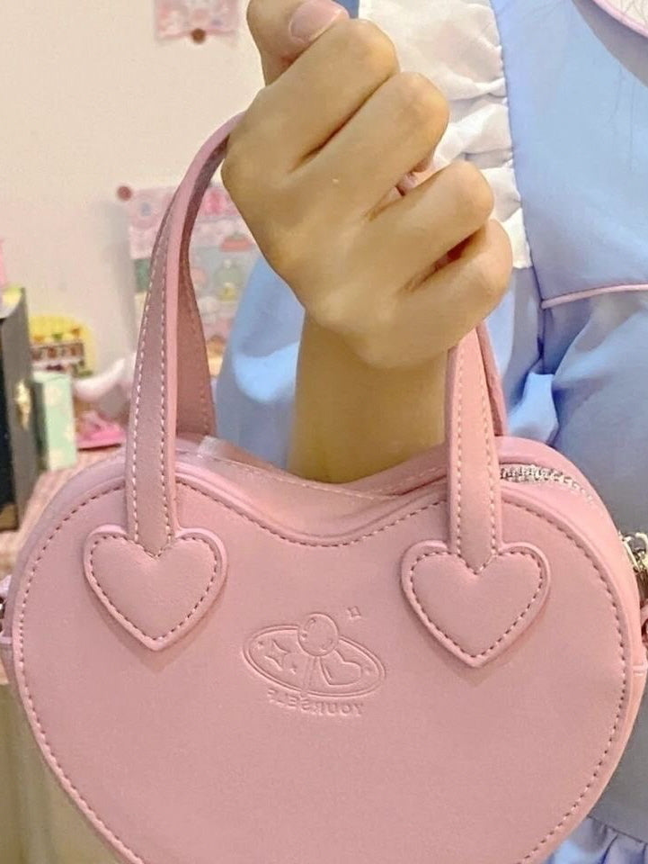 Pink Heart Charm Chain Mini Handbag