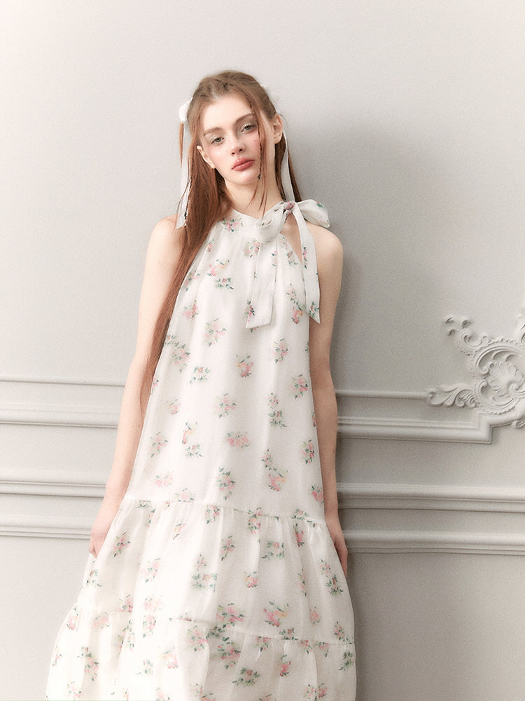 Blossom Whisper Ribbon Maxi Dress