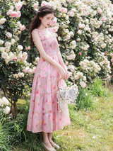 Sweet Rose Garden Tiered Midi Dress