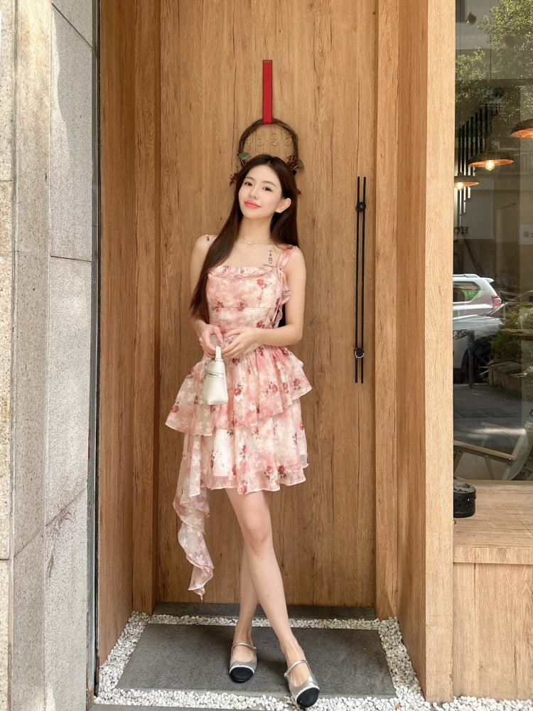 Romantic Rose Blossom Layered Dress