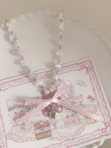 Ballet Heart Bow Star Beaded Necklace