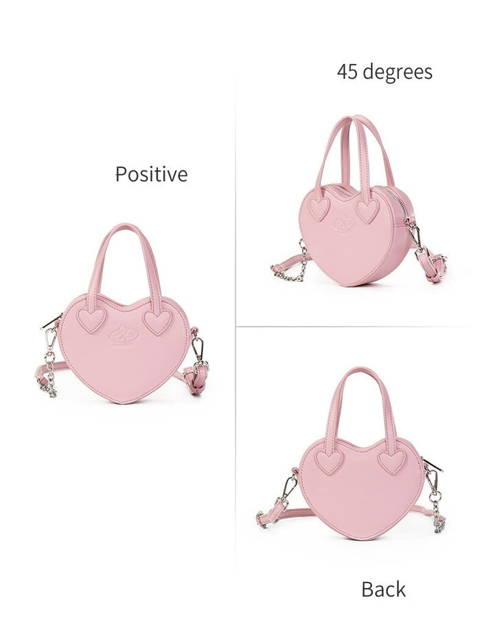 Pink Heart Charm Chain Mini Handbag