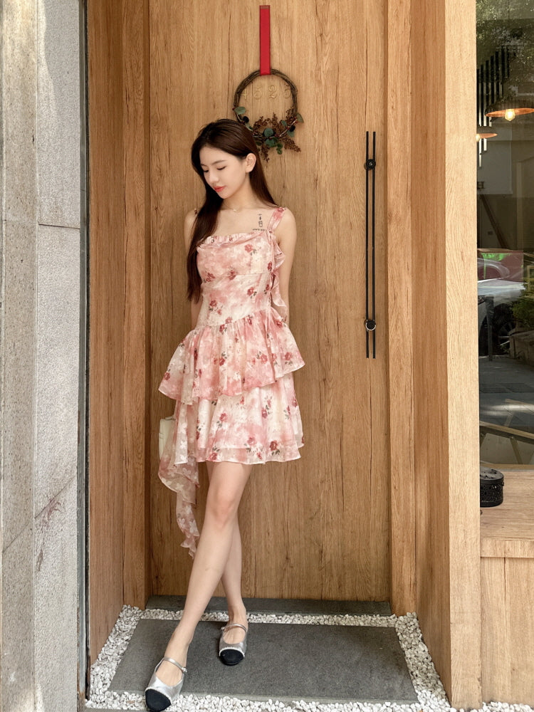 Romantic Rose Blossom Layered Dress