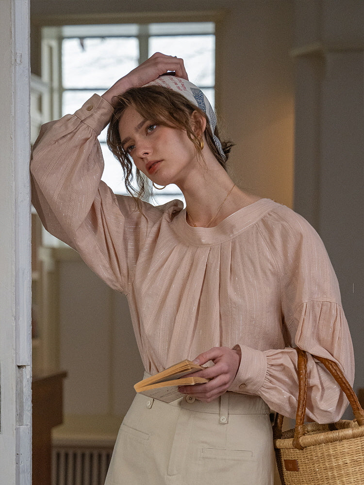 Ethereal Glow Pleated Blouse