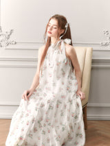 Blossom Whisper Ribbon Maxi Dress