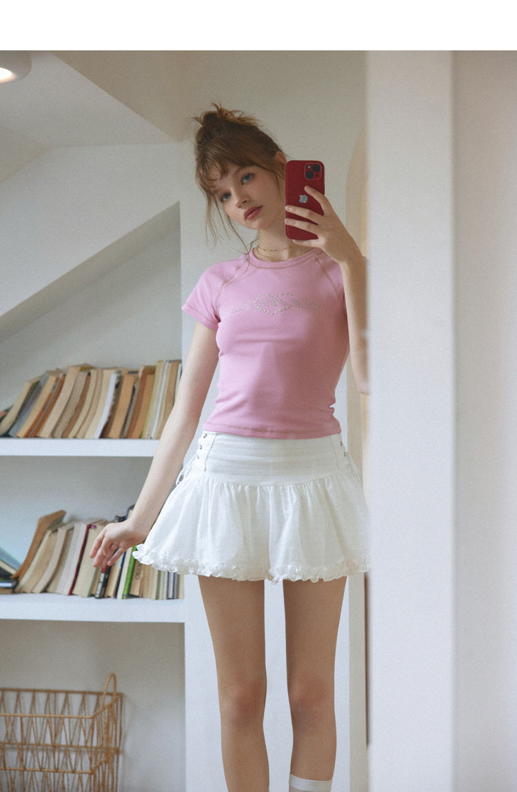 Rhinestone Heart Fitted Tee