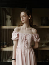 Square Neck Lace-Up Princess Dress