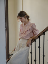 Rosy Frill Cotton Blouse