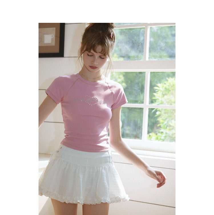 Rhinestone Heart Fitted Tee